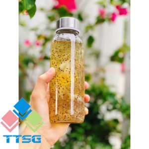 Chai thủy tinh nắp vặn, nắp dây xách CTR 300ml